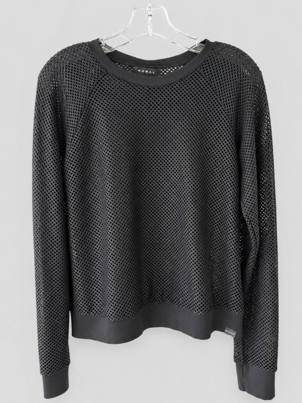 Koral Sofia Mesh Long Sleeve Top Dark Navy Athletic Pullover Size Large